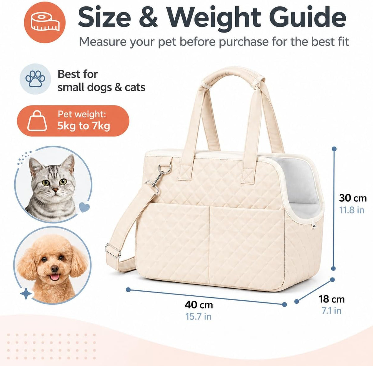 Dog Purse Carrier for Small Dog Cat Rabbit (Brown)
