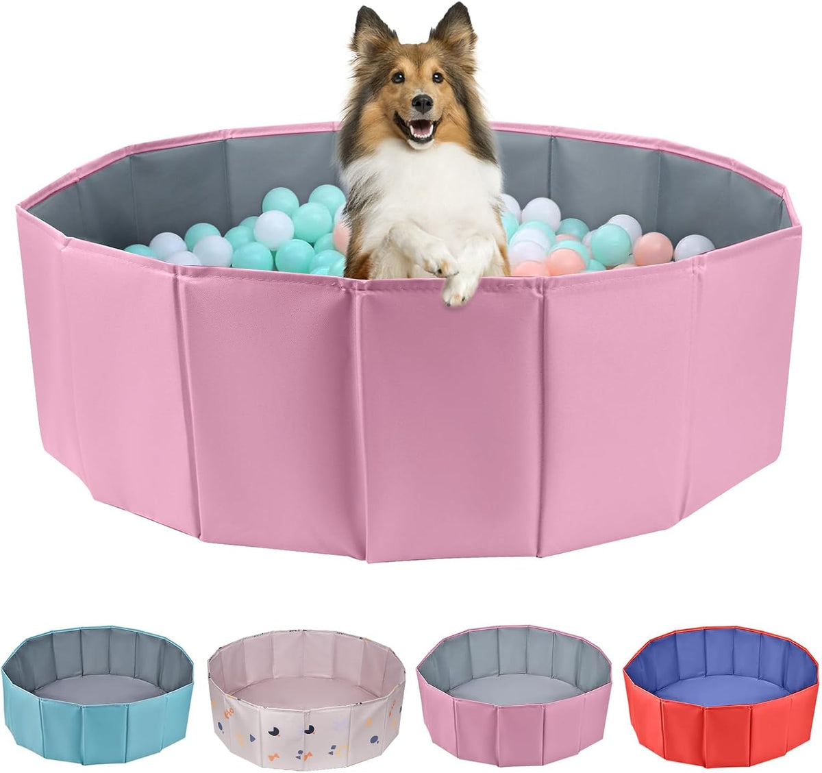 Dog Ball Pit Foldable 59.05 inches in Diameter,No Ball Included,Red XL