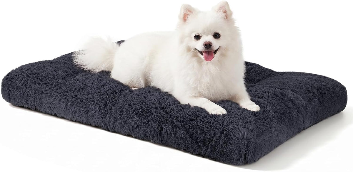 JOEJOY Large Dog Bed Crate Pad, Deluxe Plush Washable Dog Beds Fulffy Soft Kennel Pad Anti-Slip Pet Sleeping Mat for Ext