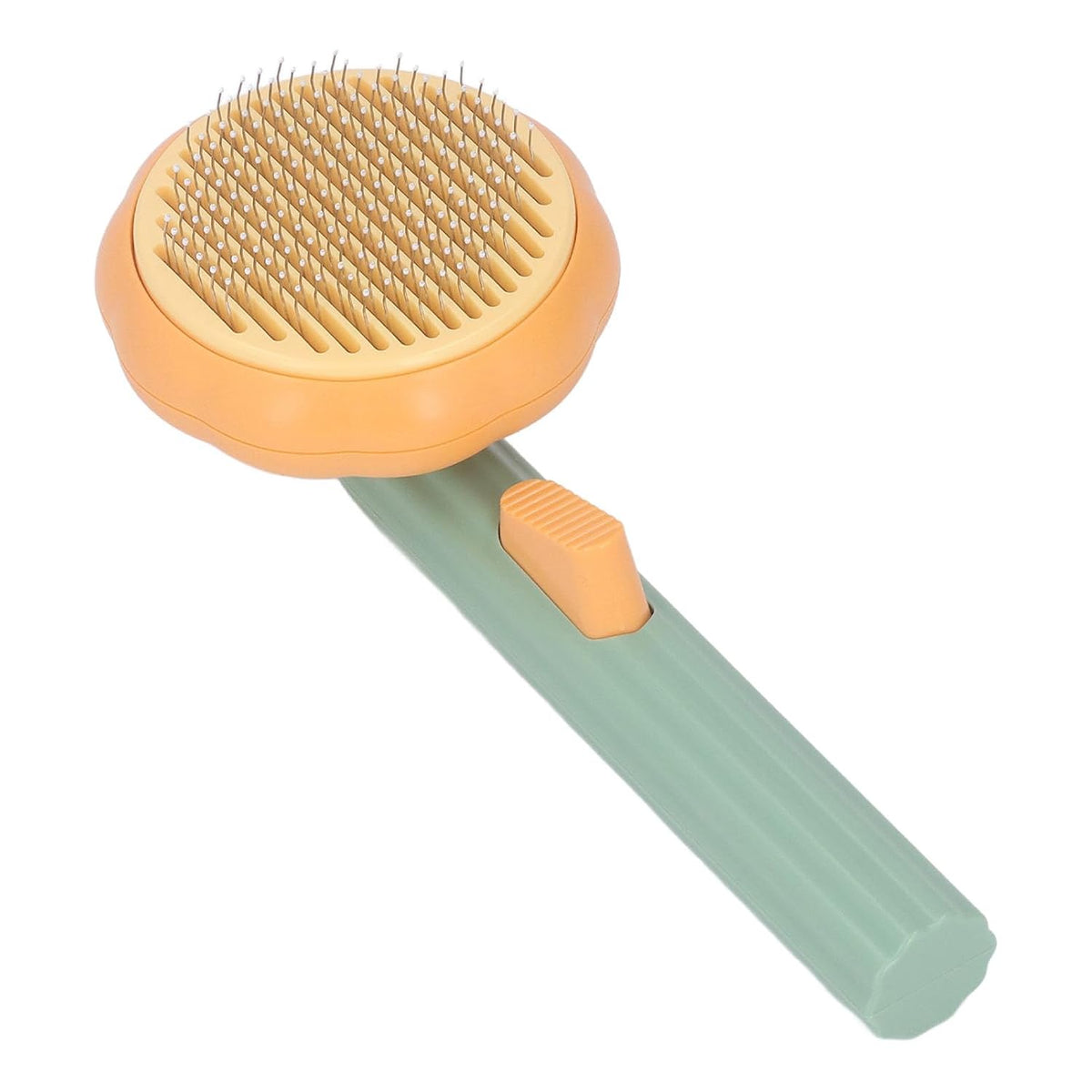 Pet Pumpkin Brush for Shedding, Selfcleaning Design (Green)