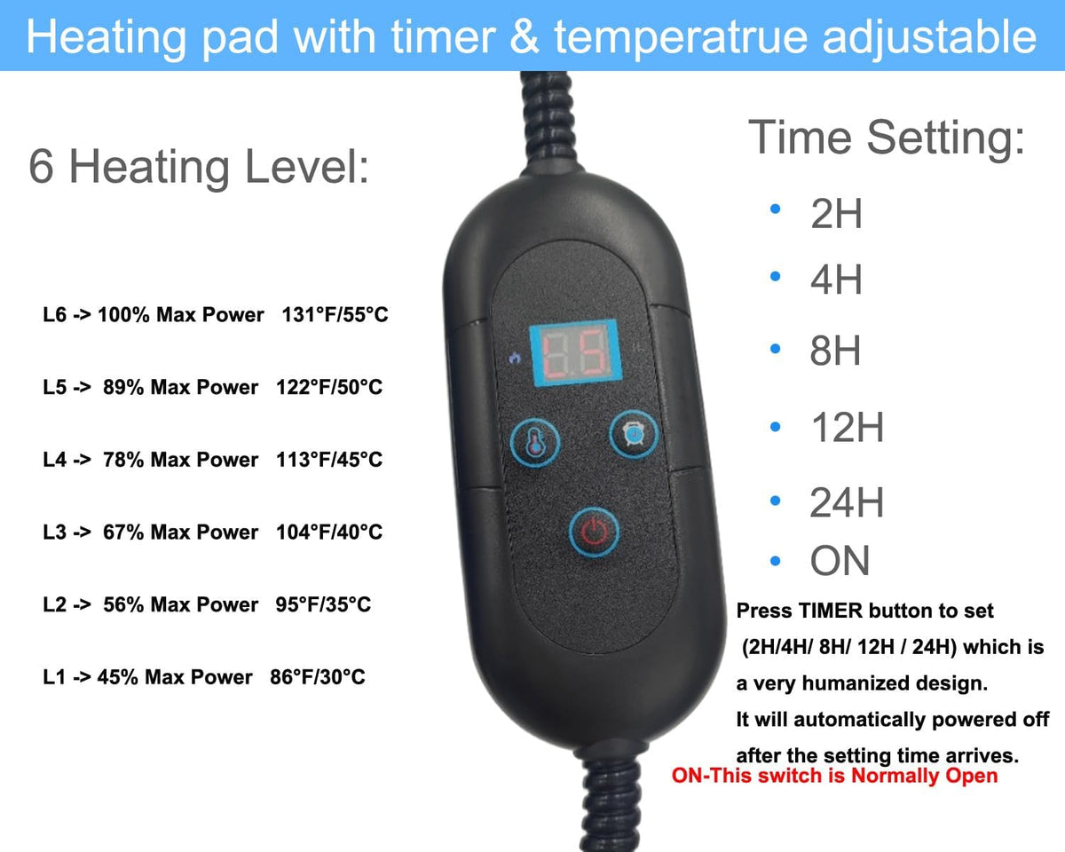 45x45cm Pet Heating Pad for Cats & Small Dogs,6 Heat Levels,Always-On