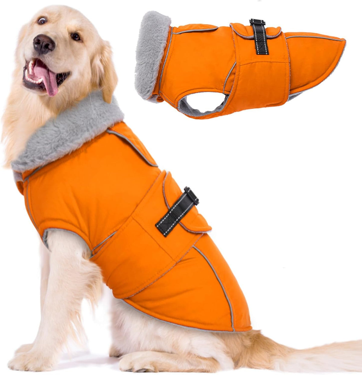 Dog Coat Waterproof Dog Jacket Fleece Vest with Adjustable Buckle