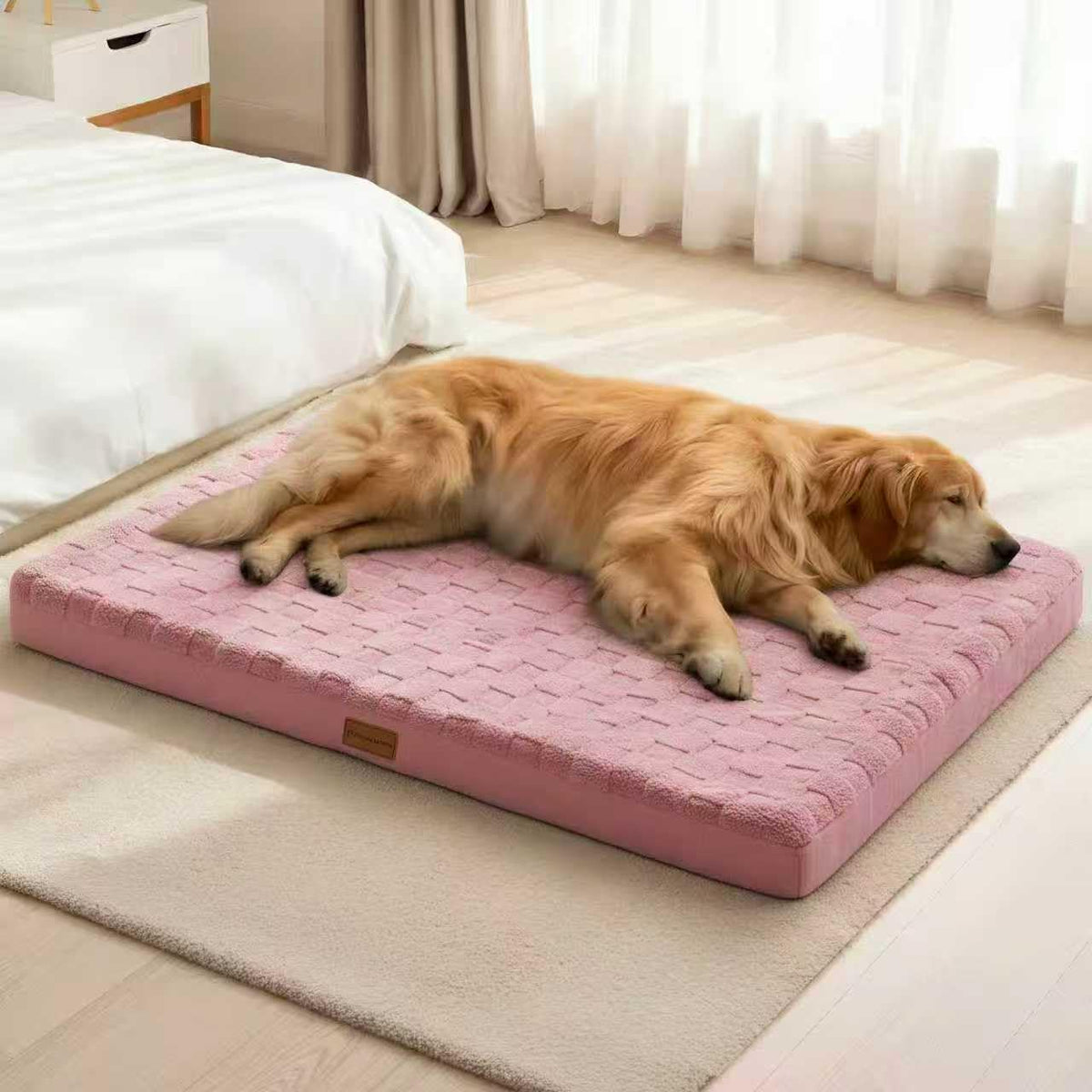 Patas Lague Orthopedic Large Dog Bed Washable Pet Crate Mat 36''X24'' Black