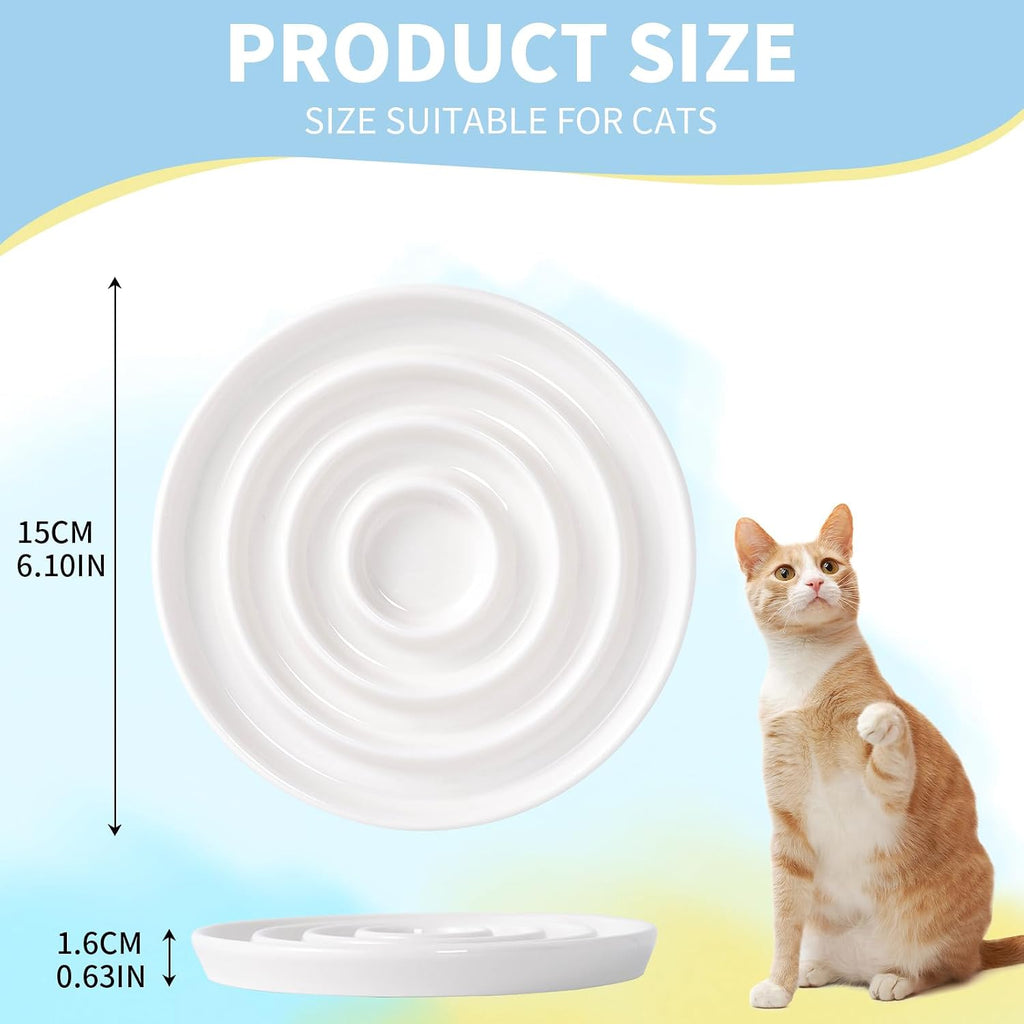 Ceramic Cat Slow Feeder,Shallow and Wide Opening Dish for Whisker Friendly