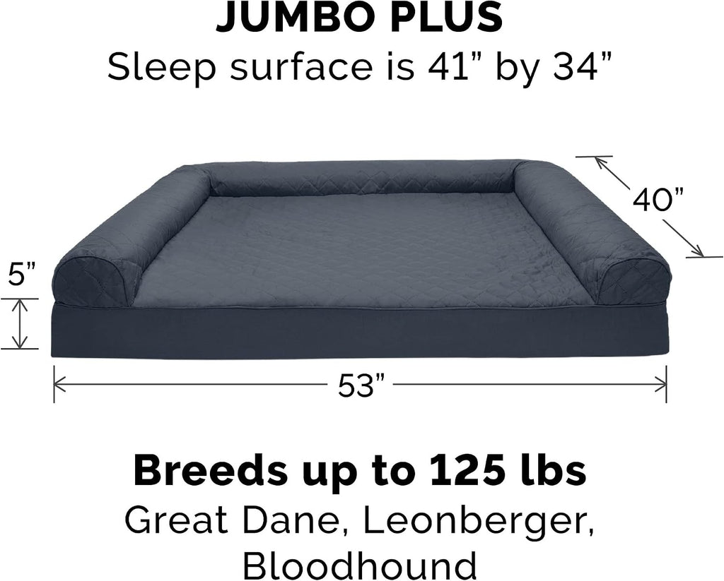 Furhaven Orthopedic Dog Bed for Large Dogs w/ Removable Bolsters & Washable Cover, For Dogs Up to 125 lbs - Quilted Sofa
