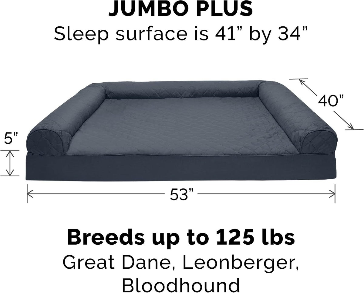 Furhaven Orthopedic Dog Bed for Large Dogs w/ Removable Bolsters & Washable Cover, For Dogs Up to 125 lbs - Quilted Sofa