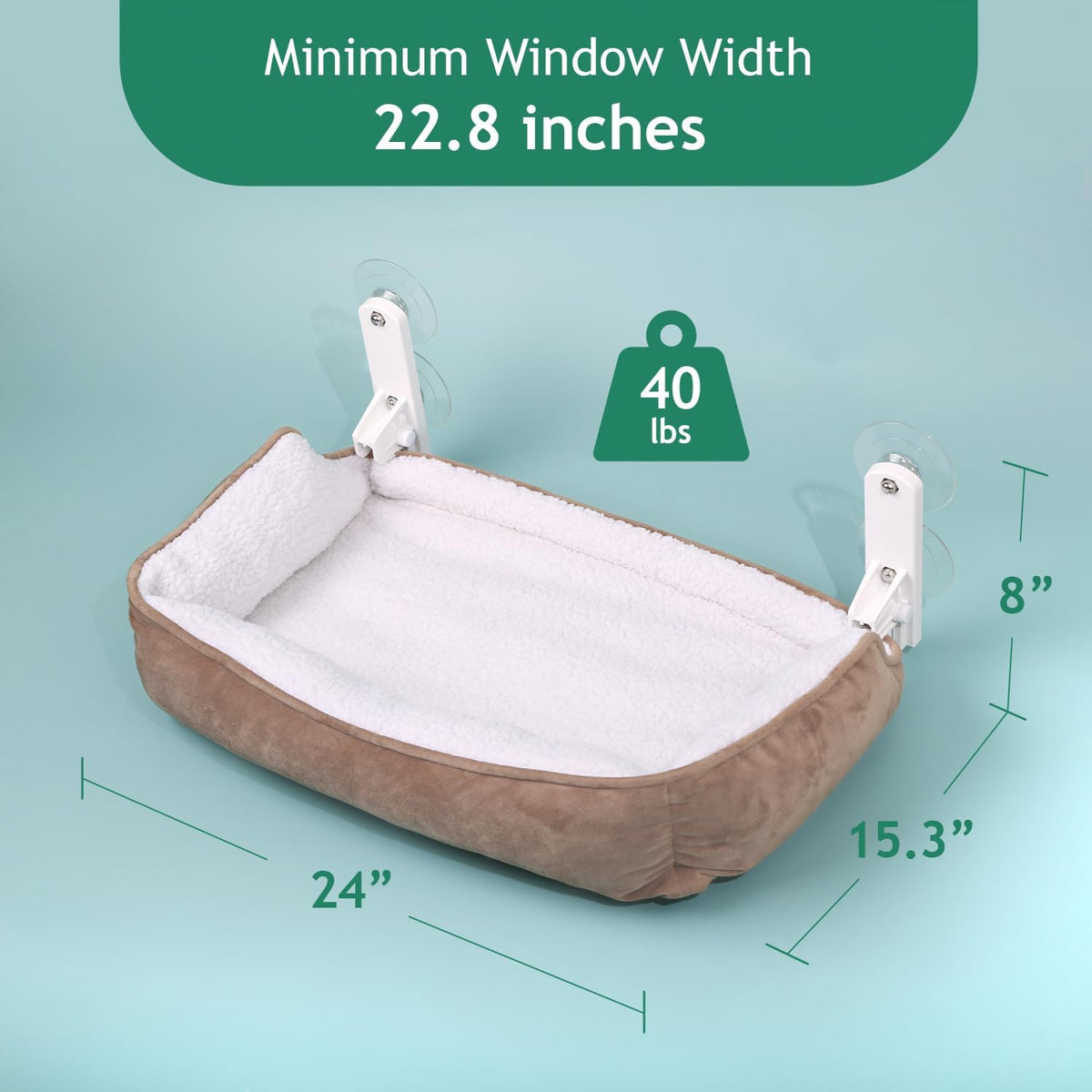 Zakkart Foldable Cat Hammock for Window with Bolster - Cordless, Three-Side Bolstered Machine Washable Fluffy Bed, Robus