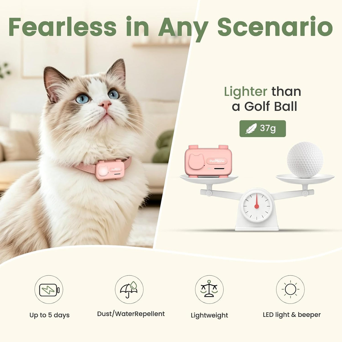 AI GPS Dog Tracker, 2-Way PetChat & Emotion Detection, Virtual Fence