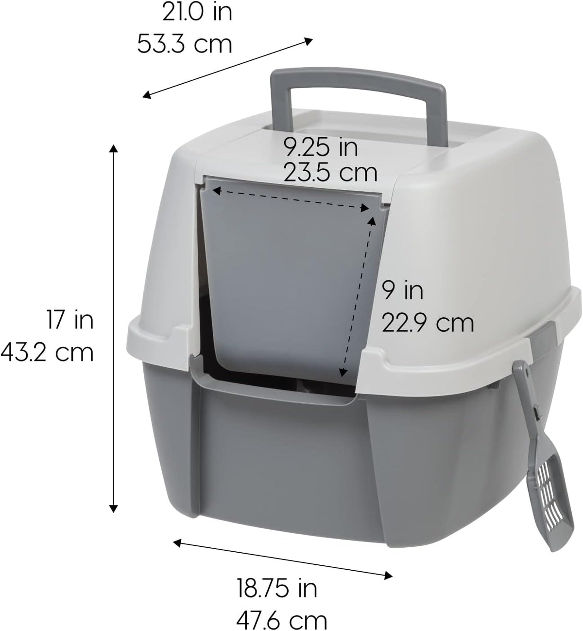 IRIS USA Large Front Door Cat Litter Box, Walk-in Entry, Gray