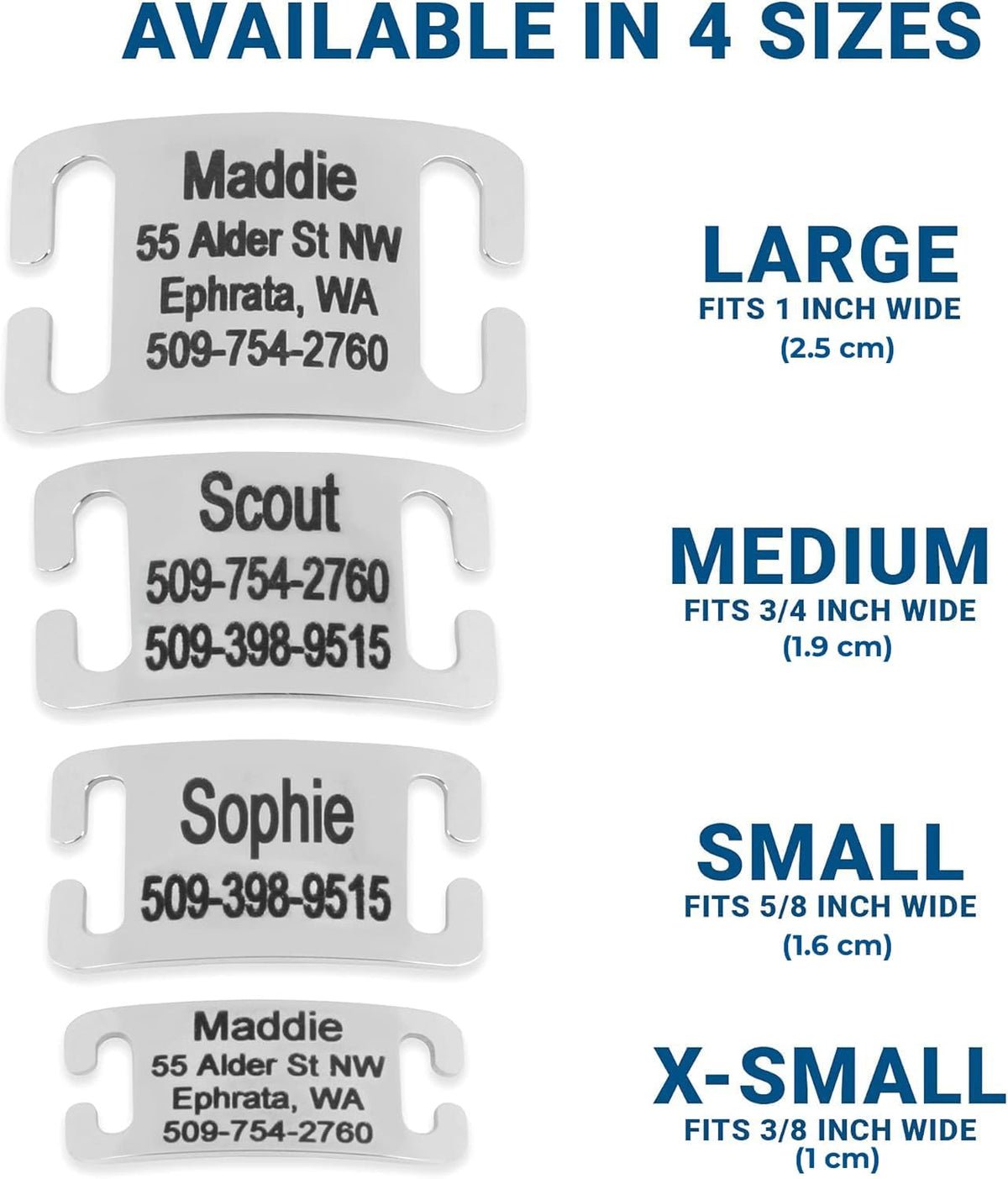 GoTags Slide-On Pet ID Tag, Silent Stainless Steel Personalized Dog Tag