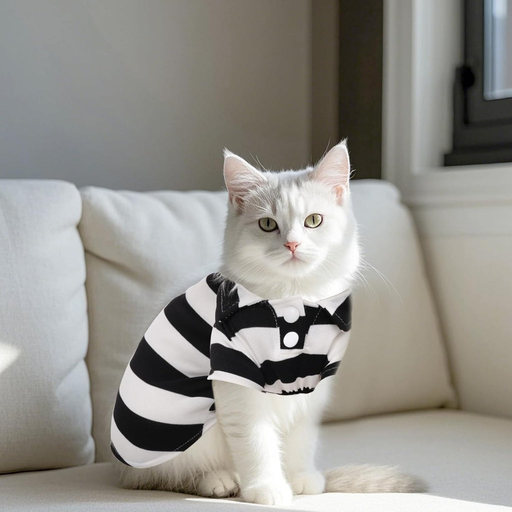 Pistha Dog Shirt Polo Shirt Striped Puppy Clothes for Boy Girl Pets