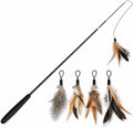 Interactive Cat Feather Wand Toy with 4 Feather Refills