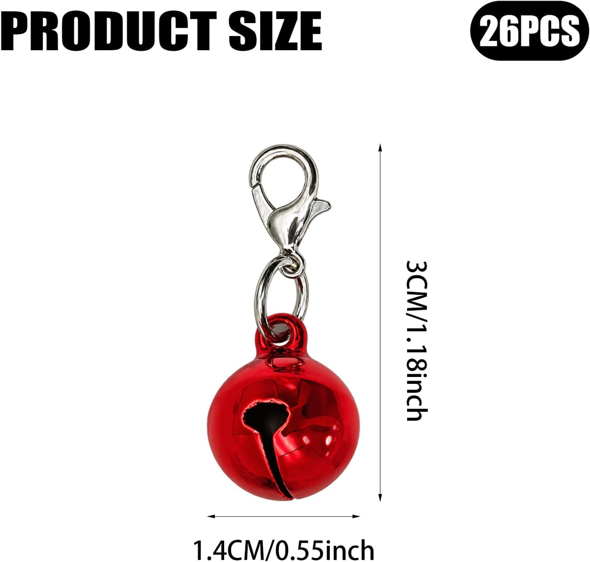 26 Pcs Cat Bell, Metal Cat Collar Bell 0.55 Inch 13 Colors with Key Rings