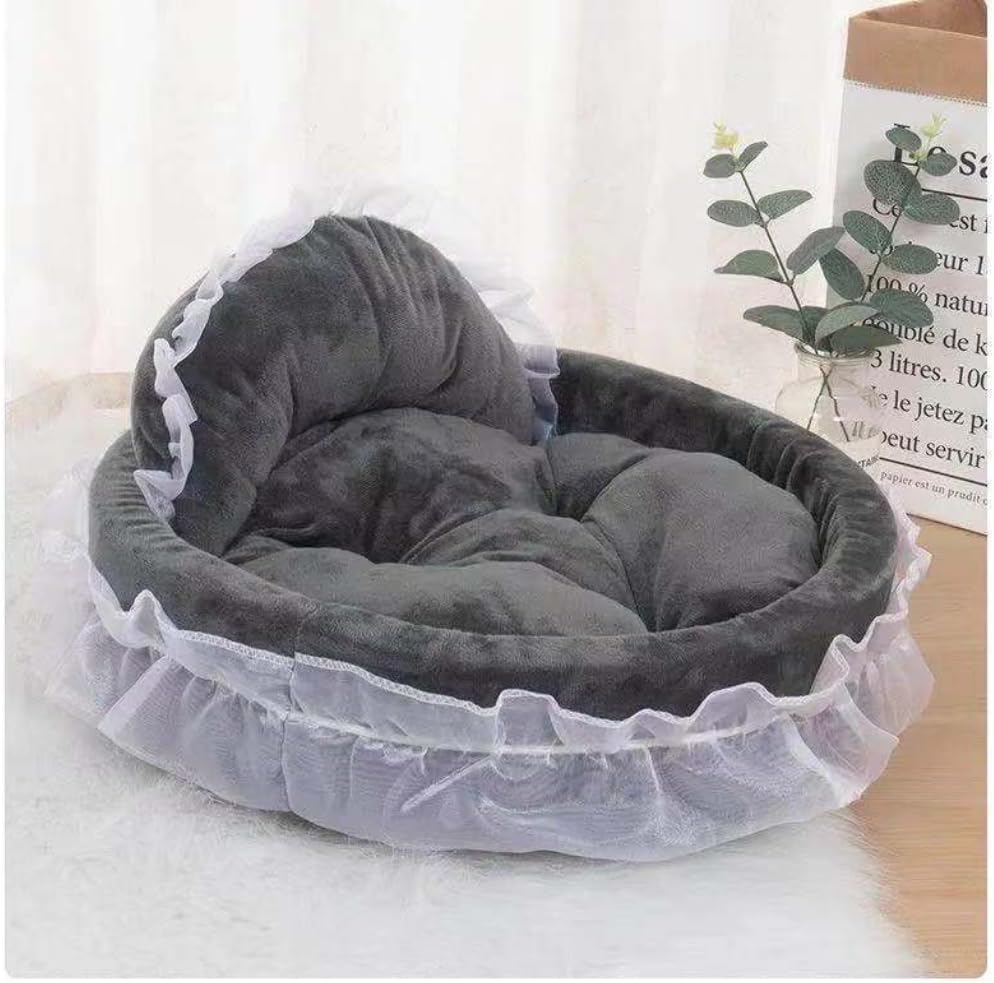 Washable Princess Pet Bed for Small Medium Dogs & Cats - Soft Plush Warm Cave Sofa Cushion, Cozy Snuggle Nest Mat, Cute 