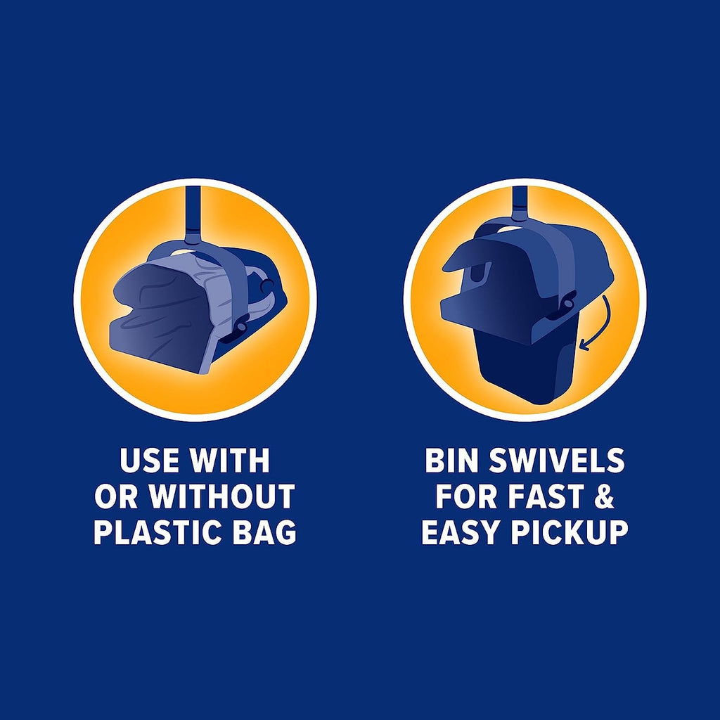 Arm & Hammer Swivel Bin & Rake Dog Pooper Scooper, Includes 2 Waste Bags