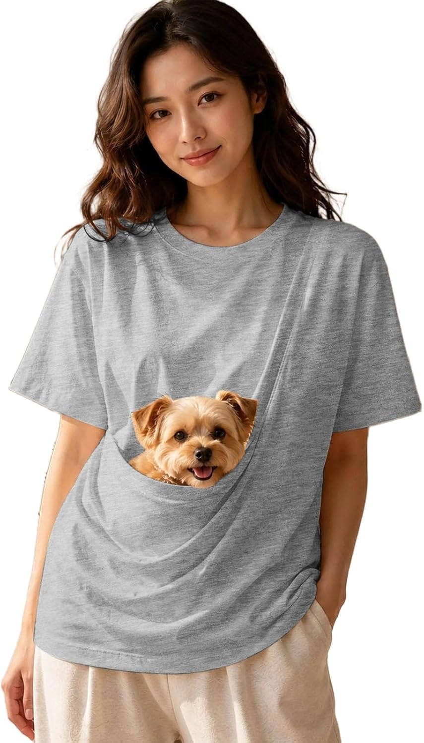 Pet Pouch Big Pocket Shirt，Oversized Shirt with Pocket Front Carry Pouch for Small and Cats,Puppy Dogs Holder Carrier