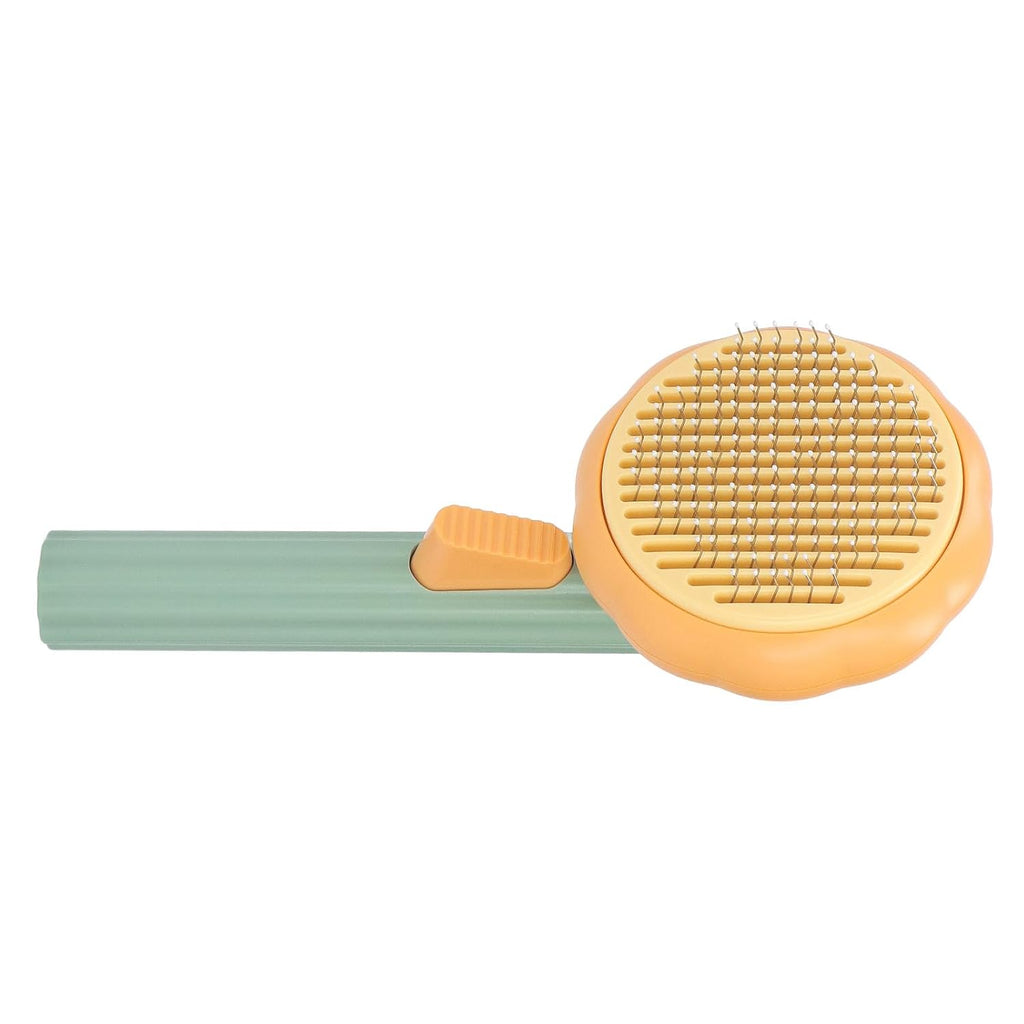 Pet Pumpkin Brush for Shedding, Selfcleaning Design (Green)
