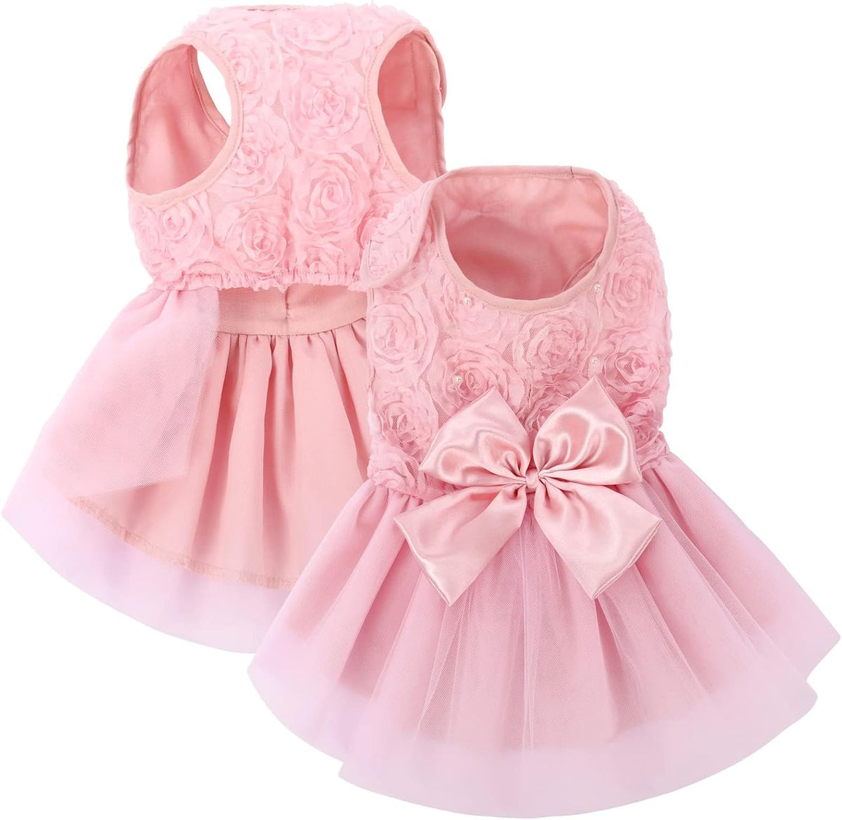 ASENKU Dog Dress Pet Wedding Dress Puppy Birthday Party Outfit, Pink 2XL