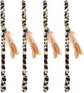 WOONEKY 4pcs Leopard Print Feather Cat Teaser Wand Interactive Plaything