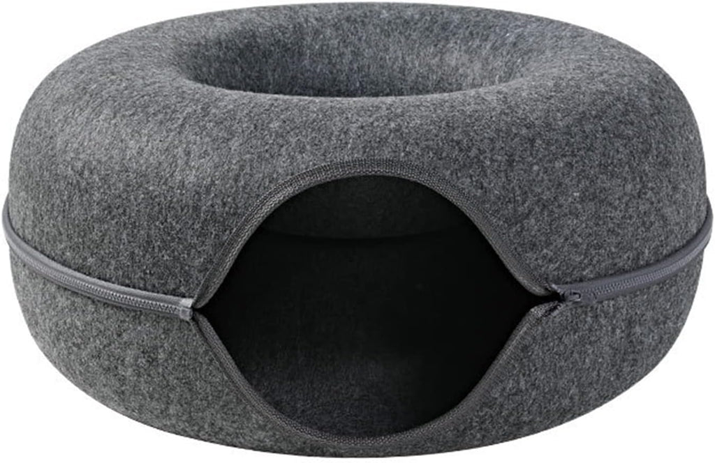 Felt Tunnel, Round Scratcher Cloth Toy, Tunnel for Cats, Thicken Bed 2in1 Tube House Rabbits Kitten Playing Hiding Detac