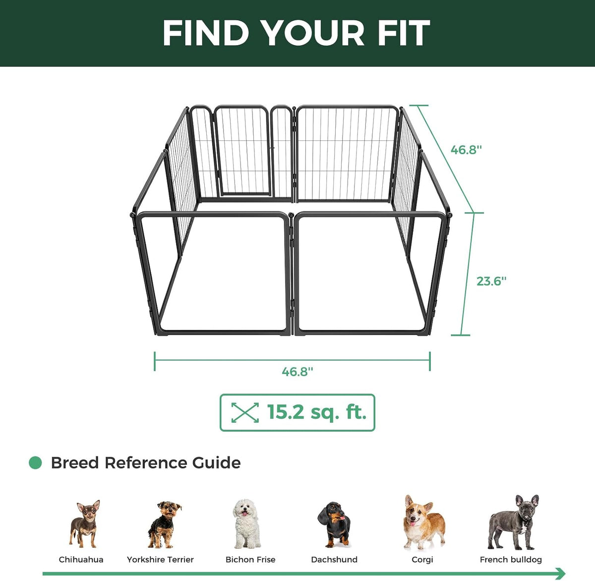 FXW AuraSpace Pro Acrylic & Wire Mesh Indoor Dog Playpen, 24" H, 8 Panels