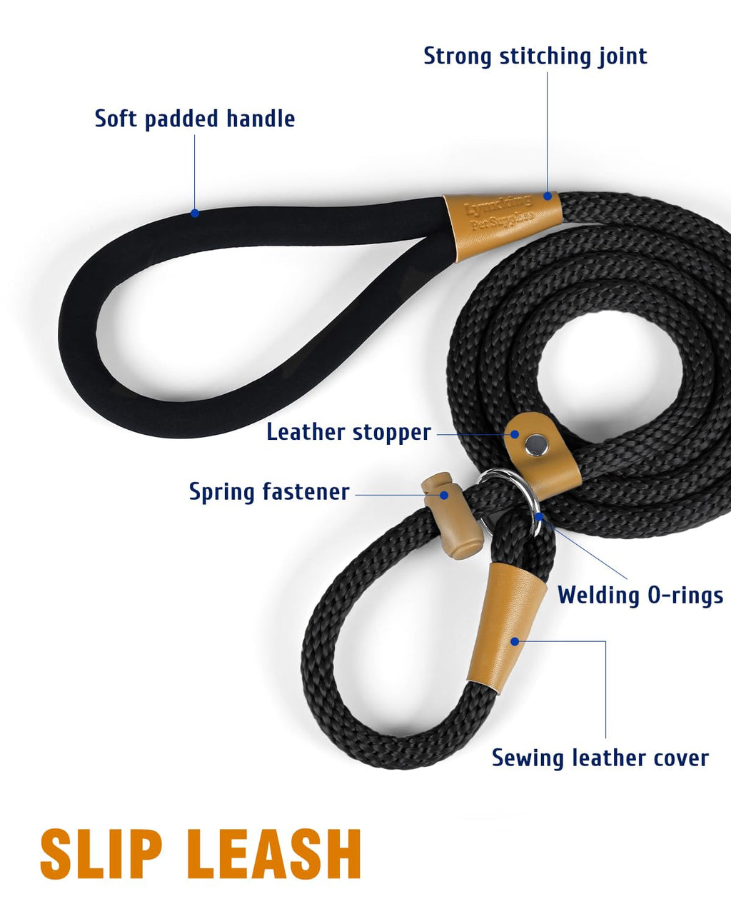 Dog Leash Slip Lead Braided Rope Pet Training Loop Leashes 5ft 6ft 8ft