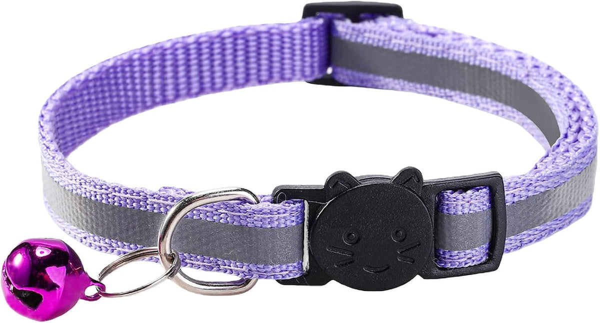 14 Pack Breakaway Cat Collar with Bell, Reflective Kitten Collar for Girl Boy Cats, Safety Buckle Adjustable 7.5-12.5 In