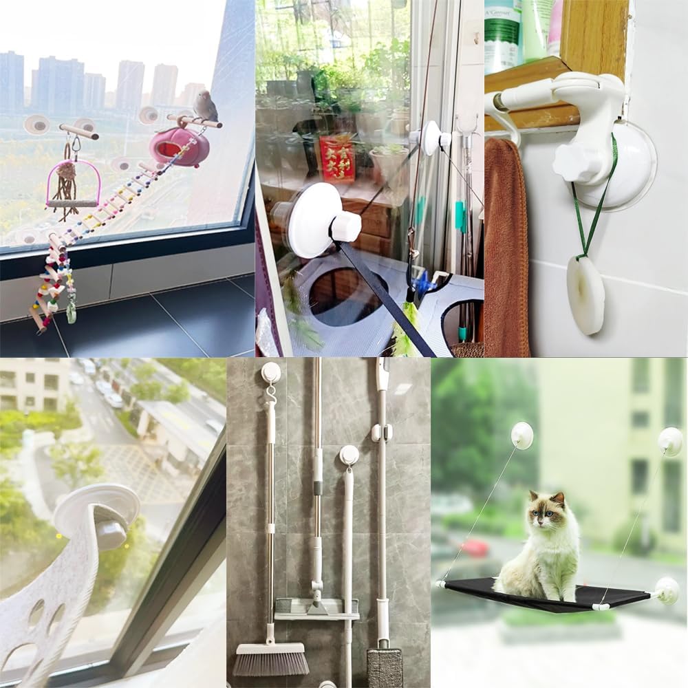 4 Pack Cat Bed Window Suction Holder Replacement with Anchor Screws Cordless Cat Window Perch Suction Cups Holders for E