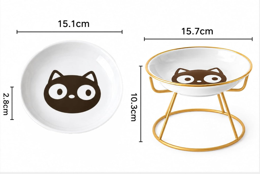 Elevated Ceramic Cat Bowl with Stand