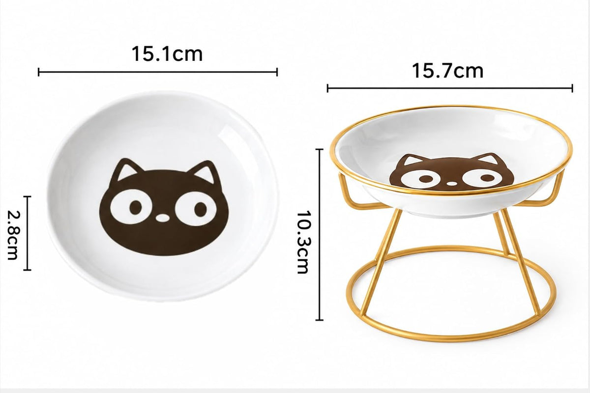 Elevated Ceramic Cat Bowl with Stand