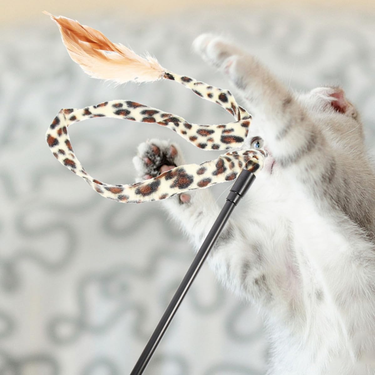 4pcs Leopard Feather Cat Teaser Wand Interactive PET