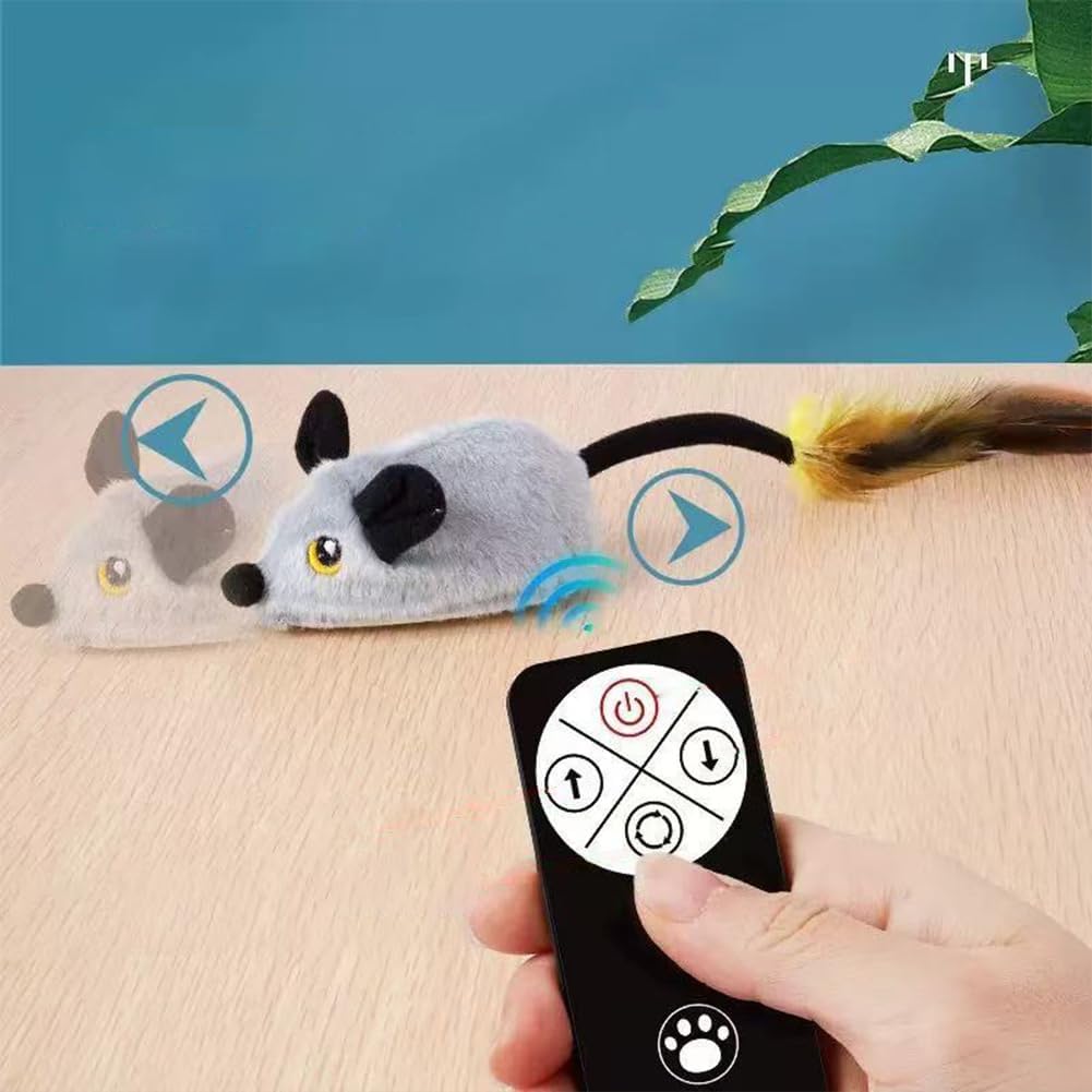 Interactive Mouse Moving Toy Rechargeable Remote Control Toy(gray)