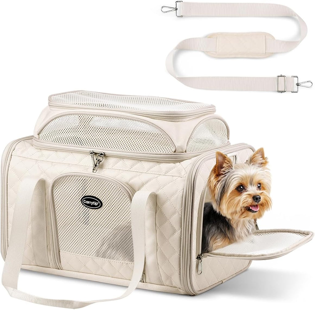 Airline Approved Cat Carrier with Expandable Top, 17x11x9.5 in, Pink