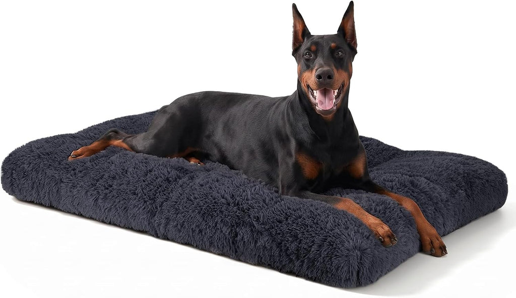 JOEJOY Large Dog Bed Crate Pad, Deluxe Plush Washable Dog Beds Fulffy Soft Kennel Pad Anti-Slip Pet Sleeping Mat for Ext