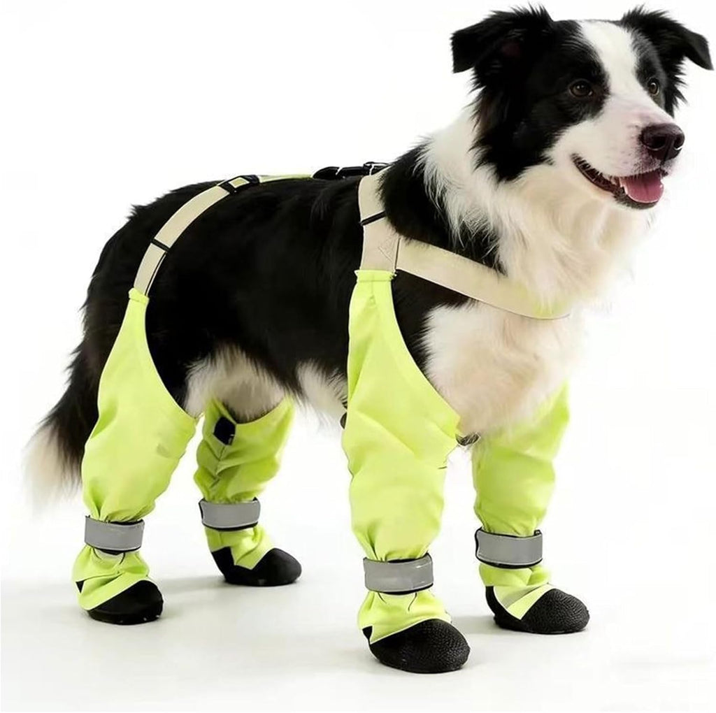 Dog Full Four-Leg Cover Boots Waterproof with Reflective Strap，Black：S