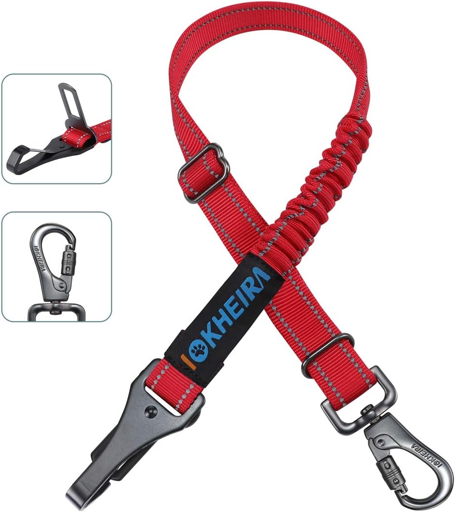 Dog Seat Belt 3-in-1 Car Harness for Dogs Adjustable Safety Seatbelt for Car Nylon Reflective Bungee Fabric Dog Car Harn