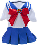 Tangpan Bow-Knot Student Cosplay Pet Costume Dog Skirt Camp Dress(Blue,M)