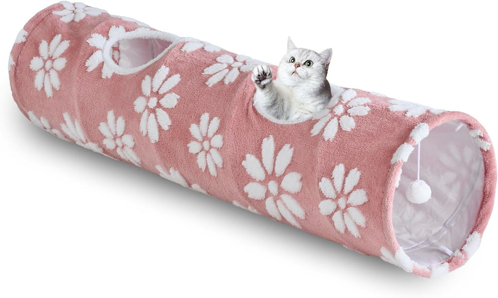 Cute Round Cat Tunnel for Indoor Cats, Pink
