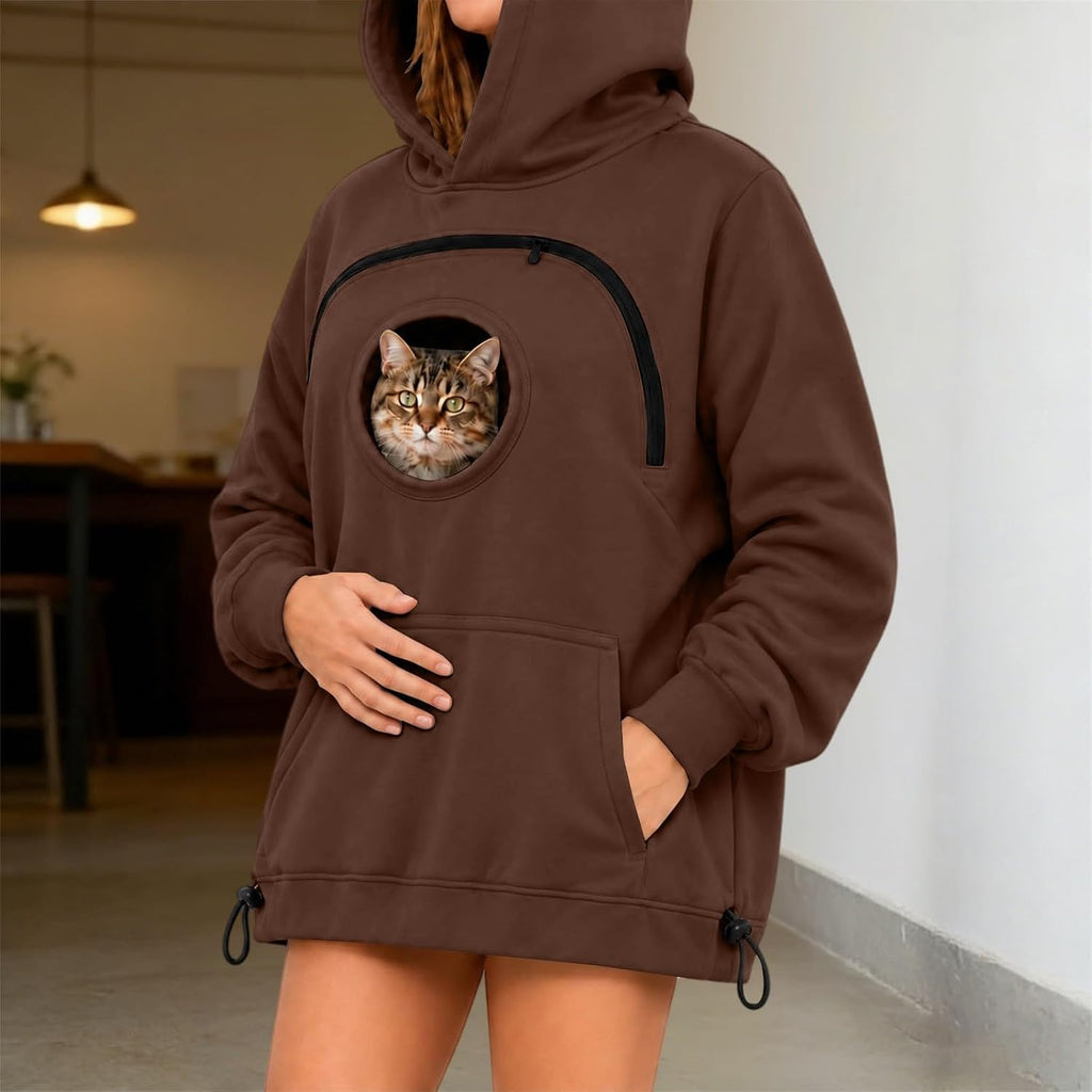 Pet Pouch Hoodie Zipper Front Pocket Cat Dog Carrier Sweatshirt