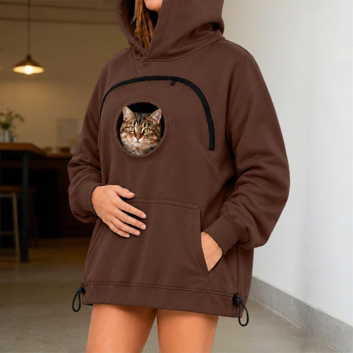 Pet Pouch Hoodie Zipper Front Pocket Cat Dog Carrier Sweatshirt