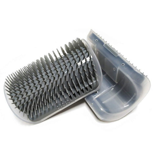 2 Pack Softer Self Groomer with Catnip Wall Corner Massage Comb Scratcher Grooming Brush Tool for Long & Short Fur Kitten Cats Dogs (Gray)