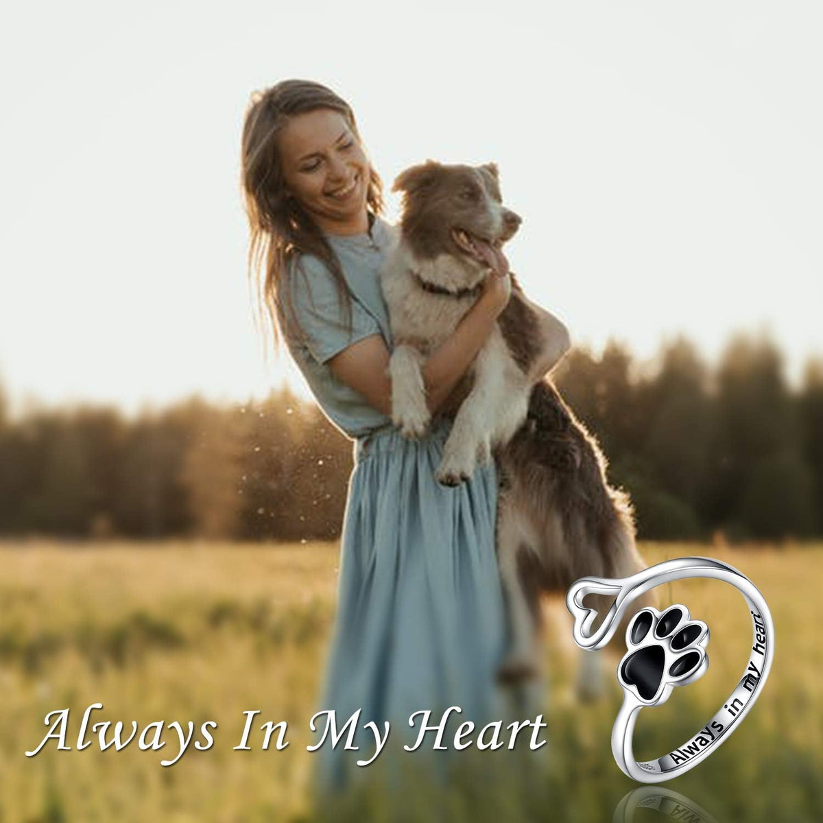Sariel Puppy Paw Print Ring Heart 925 Sterling Silver