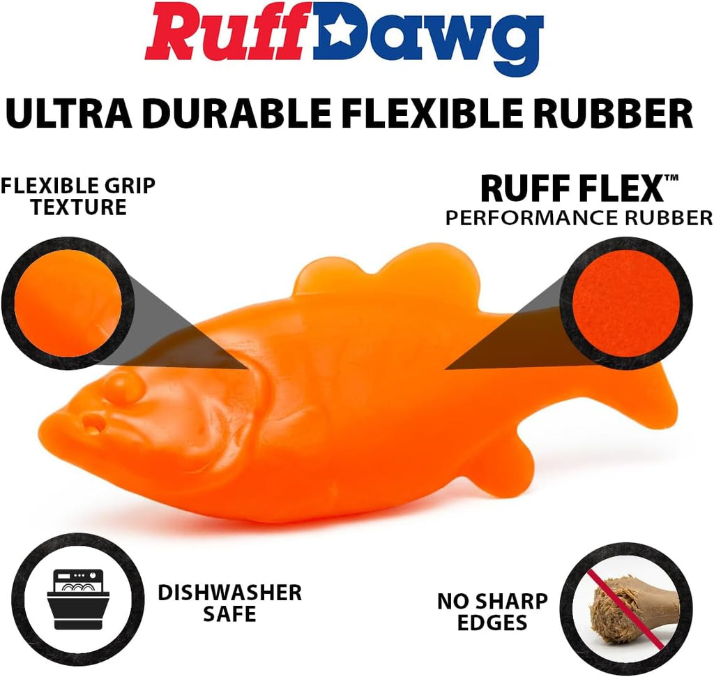 Ruff Dawg Ruff-Flex Flying Fish Floating Dog Toy, MD, Orange