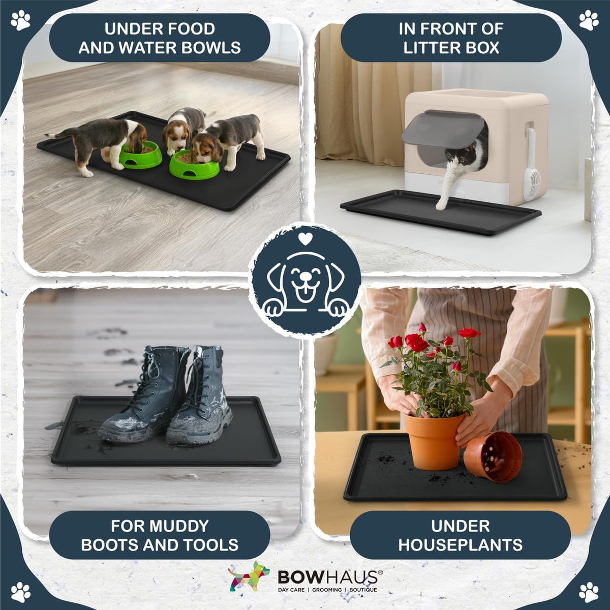 BOWHAUS 22.7-Inch Dog Crate Pan Replacement, Sturdy, Waterproof Plastic Tray for 24-Inch Pet, Rabbit Ferret Critter Kenn
