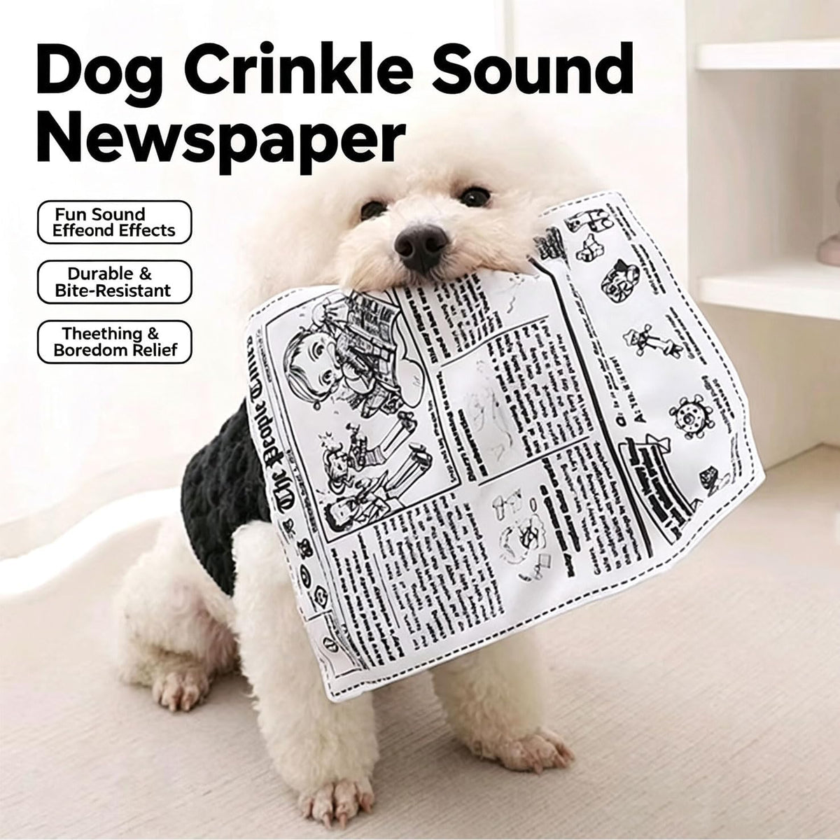 Newspaper Dog Toy Interactive No Stuffing Non-Shredding Washable
