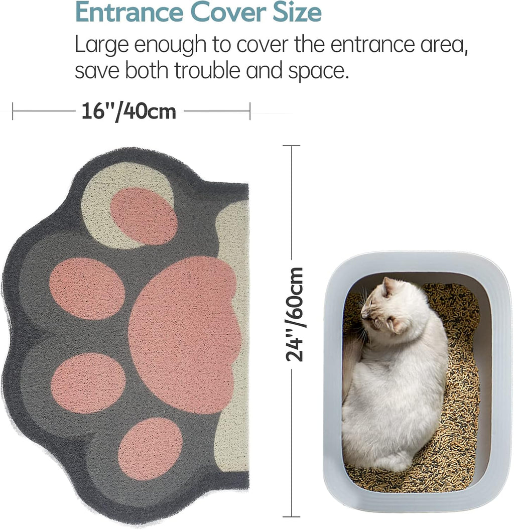 Cute Cat Litter Mat 24”x16”, Litter Box Mat, Litter Trapping Mat, Soft on Kitty Paws, Easy Clean, Anti Slip, Pet Accesso