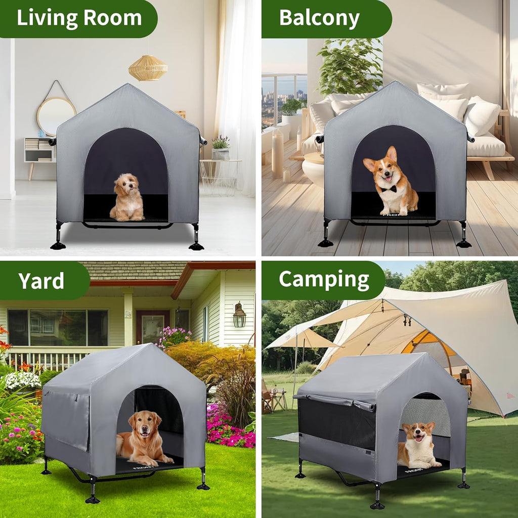Summertrail 42" Large Dog House Outdoor Indoor Elevated Dog Cot Tent Shade