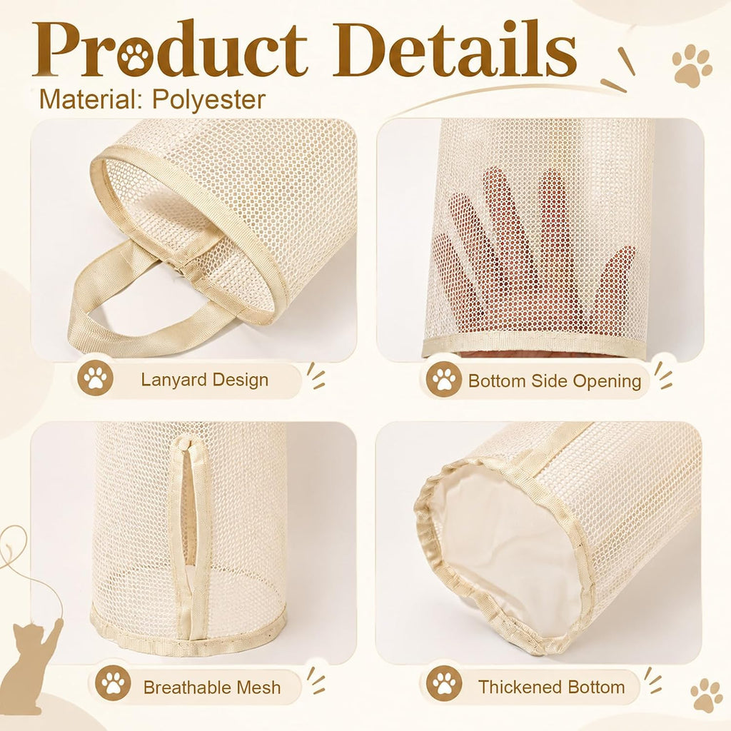 Hsei 4 Pack 15.16" Cat Wand Toy Organizer, Mesh Storage Bag Holder & Hooks
