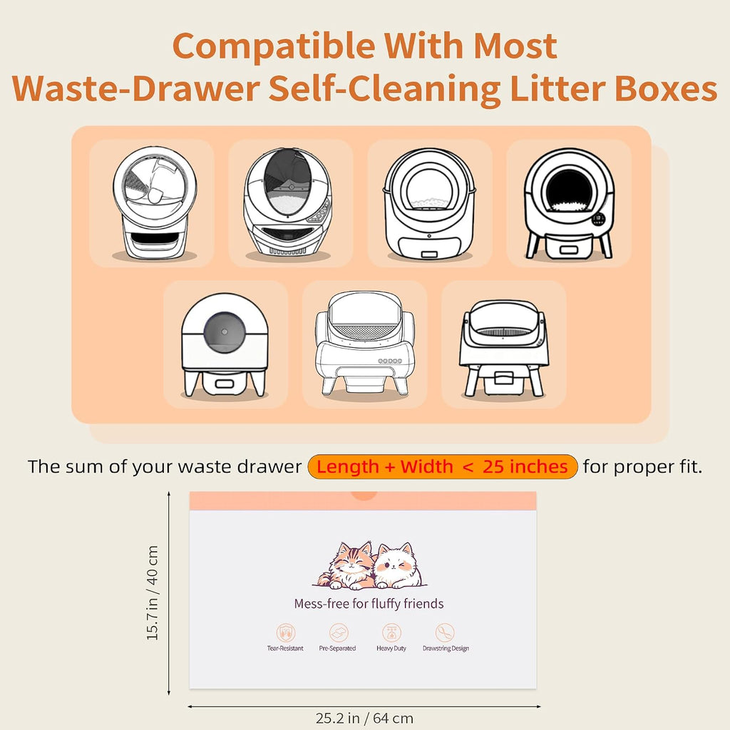 Freypet 120 Pack Litter Box Liners with Drawstring, 25.2" x 15.7"