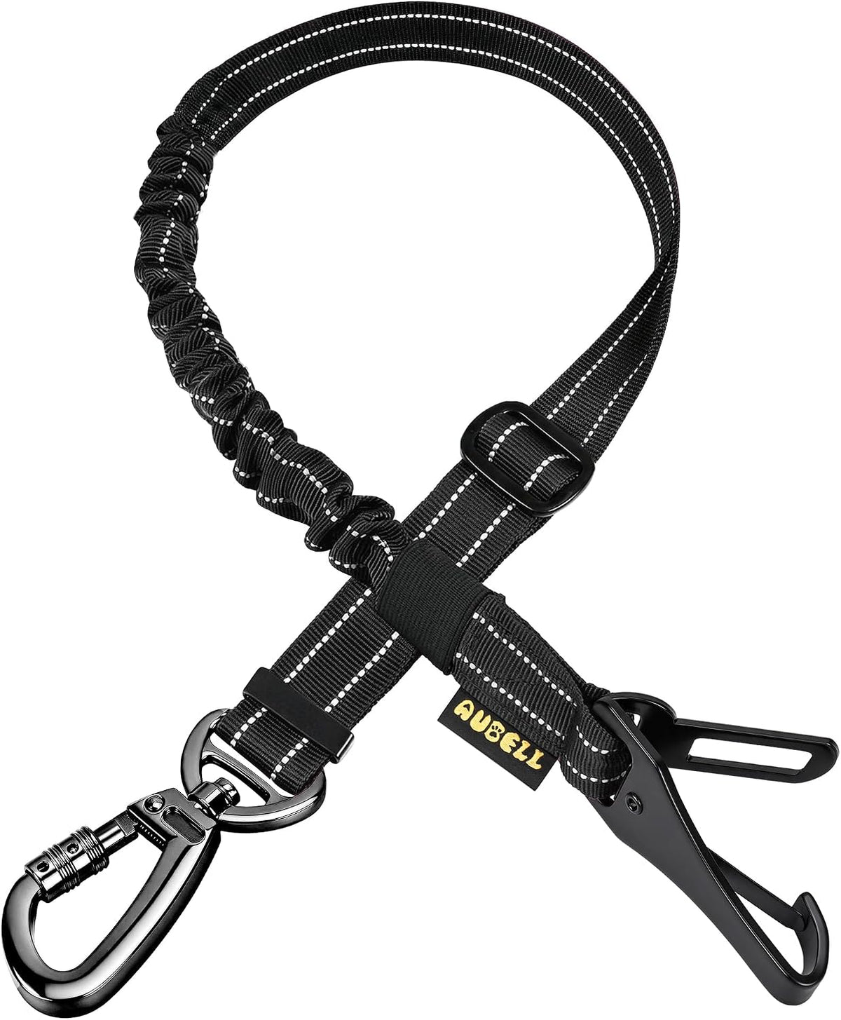 AUBELL Dog Seat Belt for Car,Updated 3-in-1 Bungee Dog Car Harness,Black